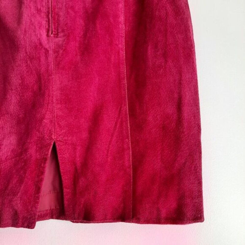 Vintage J WALDEN 100% Genuine Suede Leather Pencil Mini Skirt Pink Sz S - Picture 11 of 16